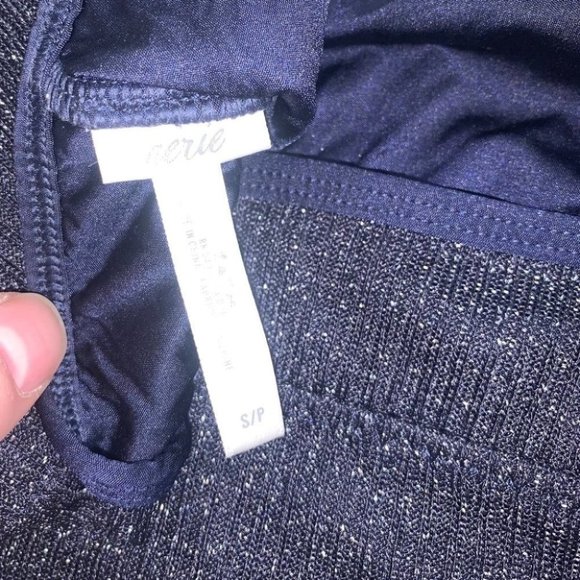 Aerie Halter Bralette Crop Top Naby Blue Sparkle Metallic Women’s Size Small - Picture 4 of 5